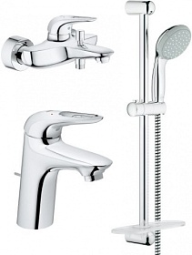 Набор смесителей для ванны/душа и умывальника Grohe Eurostyle New 124416 3 в 1 хром латунь