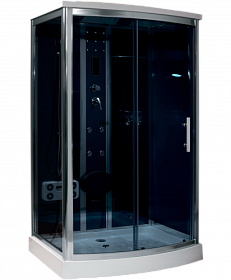 Душевая кабина 120х90х220 Timo Standart T-1115 прямоугольная тёмн.тонир.дверки мат.хром проф. задн.стенки тонир.стекло верхн.душ, гм вертик.