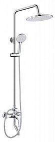 Душевая стойка с верхней тропической лейкой и смесителем для ванны/душа (короткий излив) КС 40412 хром круглая Водяной