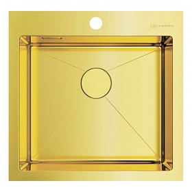 Мойка для кухни Omoikiri Akisame 51-LG 4973439 квадратная 51х51 глуб. 20см (толщ.1,2мм) вып. 3 1/2" (врезная) PVD светлое золото