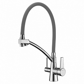 Смеситель для кухни (мойки) Lemark Comfort LM3071C-Gray с переключ.для фильтра питьевой воды гибкий излив хром латунь Водяной