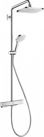 Душевая стойка с верхней тропической лейкой и смесителем для душа Hansgrohe Croma 27630000 термостат хром 