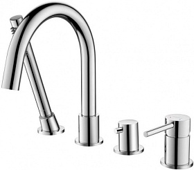 Смеситель для ванны/душа (короткий излив) Aquatek Европа AQ1348CR на борт ванны на 4 отверстия хром латунь