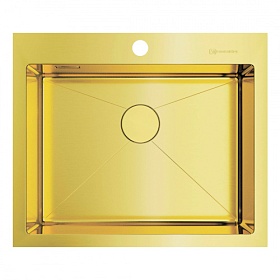 Мойка для кухни Omoikiri Akisame 59-LG 4973082 прямоуг. 59х51 глуб. 20см (толщ.1,2мм) вып. 3 1/2" (врезная) PVD светлое золото