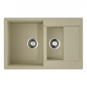 Мойка для кухни Omoikiri Daisen 78-2-BE 4993328 прямоуг. 78х51 глуб. 23,4см (толщ.10мм) вып. 3 1/2" (врезная) крыло универсал ваниль