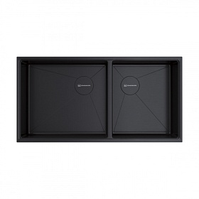 Мойка для кухни Omoikiri Taki 85-2-LB-U/IF-GB Side 4997039 прямоуг. 85х44 глуб. 20см (толщ.1,2мм) вып. 3 1/2" (универсальная) PVD графит