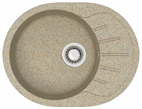 Мойка для кухни Azario Light CS00079922 овальная 57,5х44 глуб. 21,5см вып. 3 1/2" (врезная) крыло универсал песочная