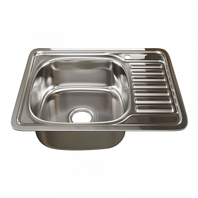 Мойка для кухни Mixline 535617 прямоуг. 58х48 глуб. 18см (толщ.0,8мм) вып. 3 1/2" (врезная) крыло справа хром