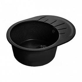 Мойка для кухни Granfest Rondo GF-R580L-308 овальная 57,9х44,5 глуб. 20см вып. 3 1/2" (врезная) крыло универсал чёрная