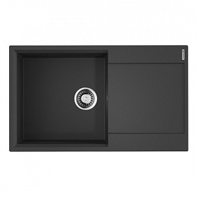 Мойка для кухни Omoikiri Daisen 86-BL 4993700 прямоуг. 86х51 глуб. 23см (толщ.10мм) вып. 3 1/2" (врезная) крыло универсал чёрная