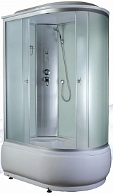 Душевая кабина 120х80х220 Aquapulse Aquacubic 4006C L fabric white асимметричная (левая) рифленые дверки мат.хром проф. задн.стенки бел.стекло верхн.