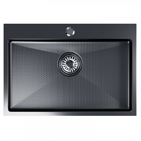 Мойка для кухни Mixline Pro 552937 прямоуг. 65х45 глуб. 22см (толщ.3мм) вып. 3 1/2" (врезная) PVD нано чёрный графит