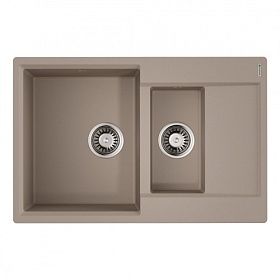 Мойка для кухни Omoikiri Daisen 78-2-SA 4993417 прямоуг. 78х51 глуб. 23,4см (толщ.10мм) вып. 3 1/2" (врезная) крыло универсал бежевая
