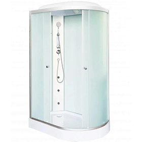 Душевая кабина 120х80х215 Dto LM902LGM+EL асимметричная (левая) мат.дверки мат.хром проф. задн.стенки бел.стекло верхн.душ, гм вертик.