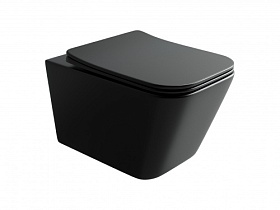 Унитаз подвесной Ceramica Nova Metric безободковый смыв чёрный сид.дюр. микролифт CN3007MB Водяной