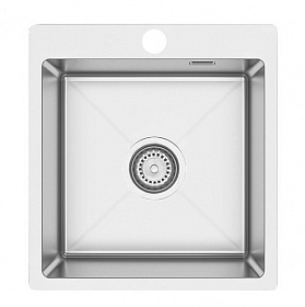 Мойка для кухни Ukinox Практика PRB450.500 -GT10C 0CW & S с выпуском прямоуг. 45х50 глуб. 20см (толщ.1мм) вып. 3 1/2" (врезная) нержавеющая сталь