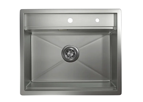 Мойка для кухни Granula Kitchen Space KS-6051 сталь матовая прямоуг. 60х51 глуб. 23,5см вып. 3 1/2" (накладная) сталь