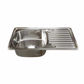 Мойка для кухни Mixline 530529 прямоуг. 76х42 глуб. 16см (толщ.0,6мм) вып. 3 1/2" (врезная) крыло справа хром
