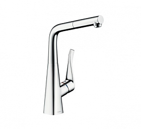 Смеситель для кухни (мойки) Hansgrohe Metris 14821000 вытяжной излив хром латунь