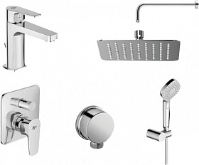 Душевой комплект (аксессуары и смеситель) с верхним тропическим душем Ideal Standard 6 в 1 Esla BD002XC