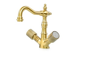 Смеситель для умывальника (раковины) Boheme Royal Cristal 312-Royal/CRST бронза латунь