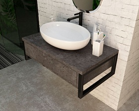 Тумба с раковиной 1Marka Grunge Loft 80П подвесная со столешницей 1 выдв.ящ. бетон темно-серый (У85848)