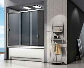Шторка на ванну жёст. 160х140 Good Door WTW-160-C-CH Screen 76116 раздвижная 