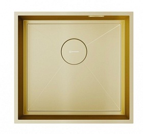 Мойка для кухни Omoikiri Kasen 48-26-LG 4997057 квадратная 48х45 глуб. 16,5см (толщ.1,2мм) вып. 3 1/2&quot; (подстольная) PVD светлое золото