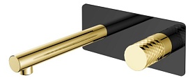 Смеситель для умывальника (раковины) внеш. и скрытая часть (в сборе) Boheme Stick Black Diamond Gold 125-BG черный/золото латунь