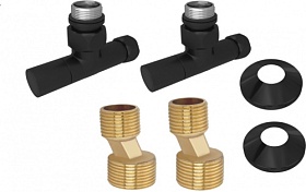 Вентиль для п/сушителя угловой 3/4"х1/2" г/ш Aquatek колпак (пара) AQ 1020BL чёрный Водяной