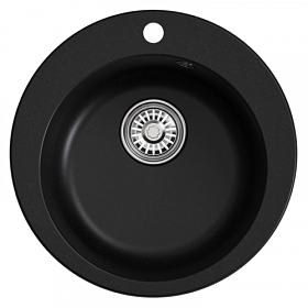 Мойка для кухни Mixline ML-GM13 551898 круглая 49,5х49,5 глуб. 20см вып. 3 1/2" (врезная) ультра-черный
