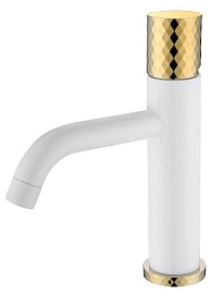 Смеситель для умывальника (раковины) Boheme Stick White Diamond Gold 121-WG белый/золото латунь