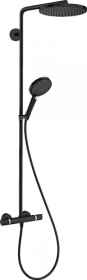 Душевая стойка с верхней тропической лейкой и смесителем для душа Hansgrohe Raindance Select S 27633670 термостат чёрная круглая
