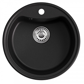 Мойка для кухни Mixline ML-GM09 551805 круглая 51х51 глуб. 19см вып. 3 1/2" (врезная) ультра-черный