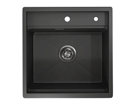 Мойка для кухни Granula Kitchen Space KS-5051 черный матовый квадратная 50х51 глуб. 23,5см вып. 3 1/2" (накладная) чёрная