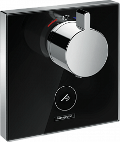 Смеситель для душа термостат (внешняя часть) Hansgrohe ShowerSelect Glass Highflow 15735600 чёрный латунь