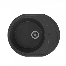 Мойка для кухни Mixline ML-GMS08 Стандарт 551122 овальная 57х46 глуб. 17см вып. 3 1/2" (врезная) крыло универсал чёрная
