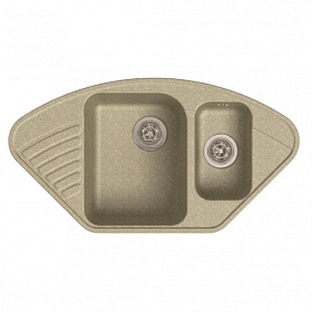 Мойка для кухни Granfest Quarz GF-Z14-302 трапеция 93х50 глуб. 18см вып. 3 1/2" (врезная) крыло слева песочная