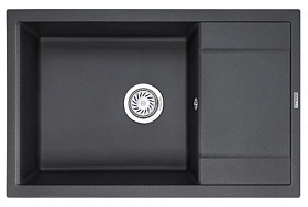 Мойка для кухни Granula GR-7805 черный прямоуг. 78х50 глуб. 20см вып. 3 1/2" (врезная) крыло универсал чёрная