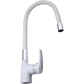 Смеситель для кухни (мойки) Frap F4453-03 гибкий излив белый латунь