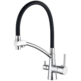 Смеситель для кухни (мойки) Ledeme L4855-2 с переключ.для фильтра питьевой воды чёрный латунь